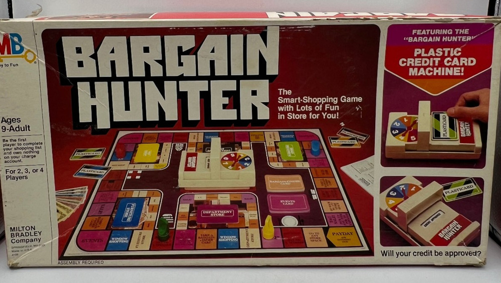 Vintage 1981 Bargain Hunter Board Game Milton Bradley Plastic Credit Card Game